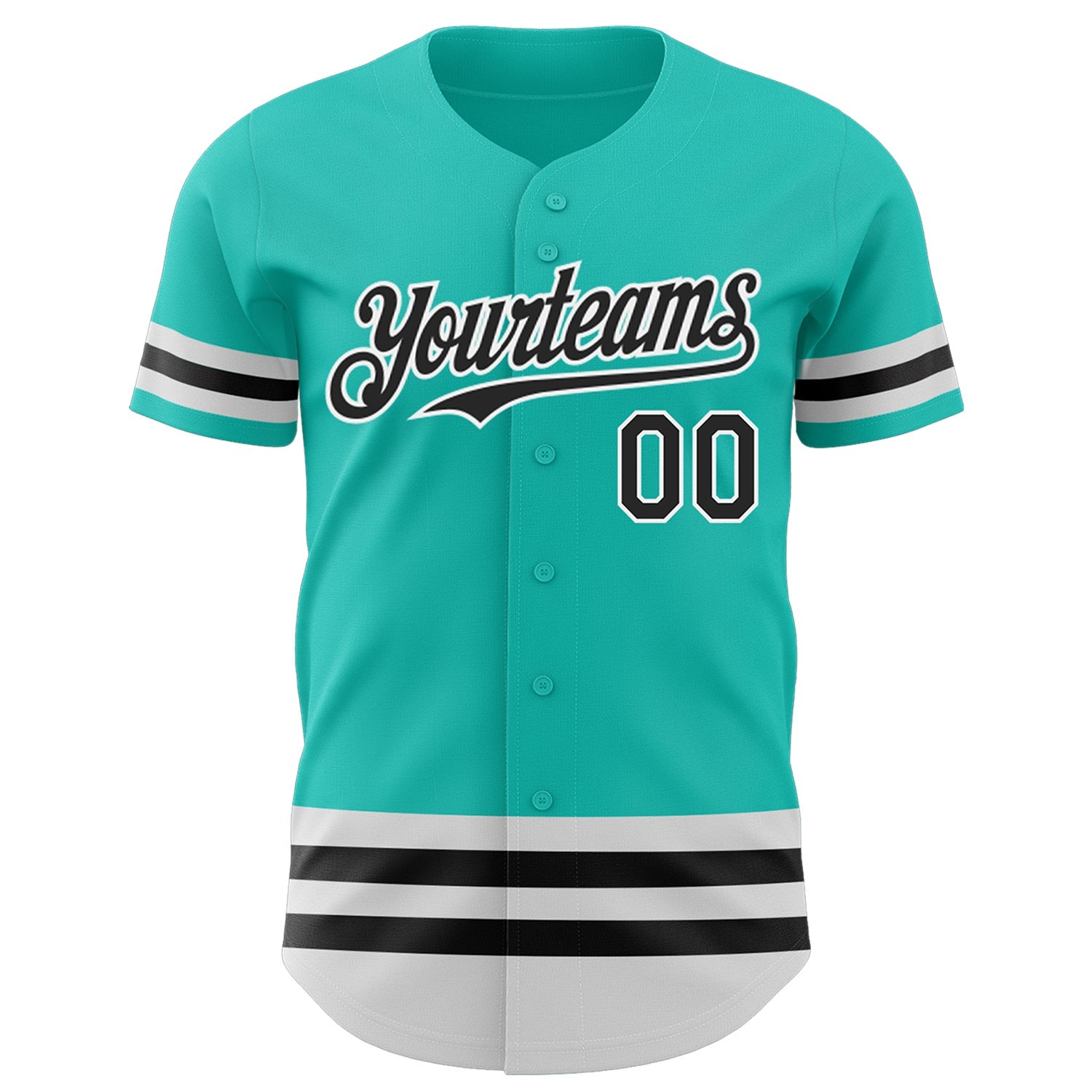 Custom Aqua Black-White Line Authentic Baseball Jersey - Sky-Custom