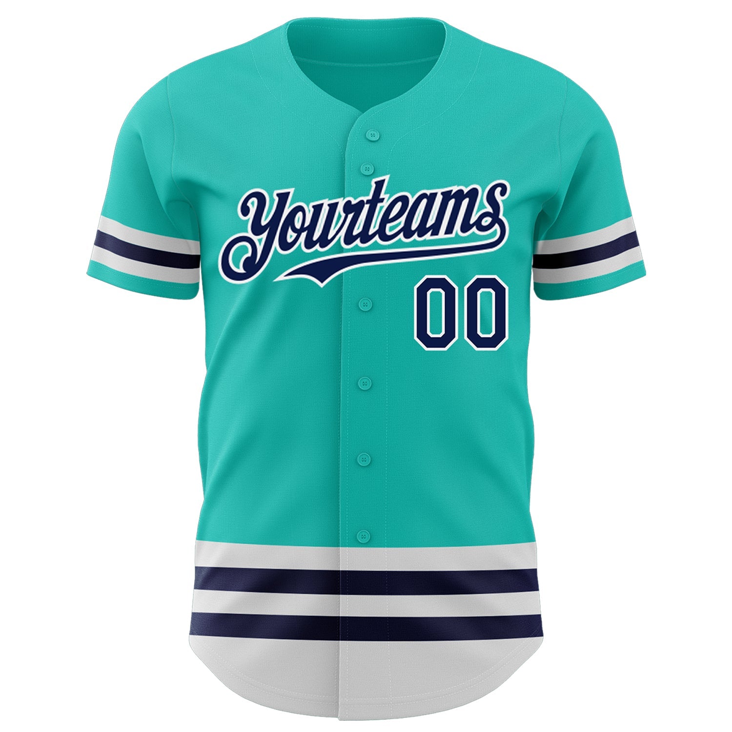 Custom Aqua Navy-White Line Authentic Baseball Jersey - Sky-Custom