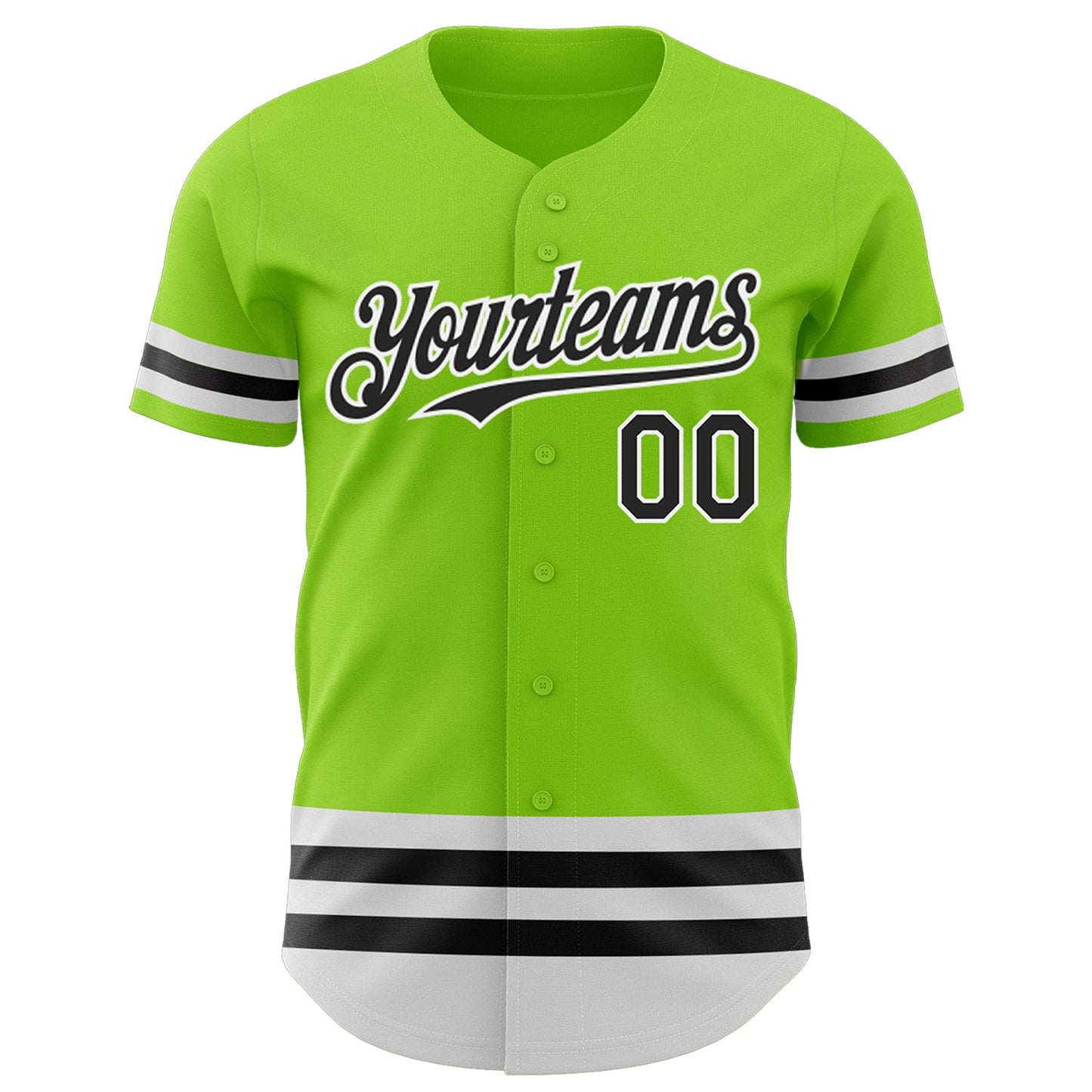 Custom Neon Green Black-White Line Authentic Baseball Jersey - Sky-Custom