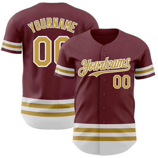 Custom Burgundy Old Gold-White Line Authentic Baseball Jersey - Sky-Custom