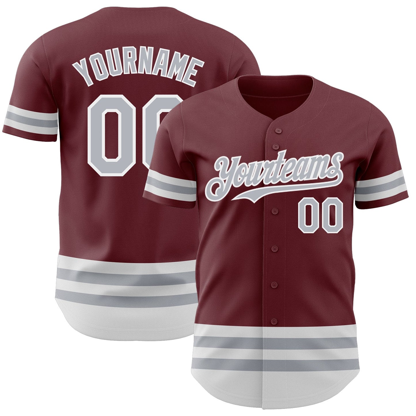 Custom Burgundy Gray-White Line Authentic Baseball Jersey - Sky-Custom
