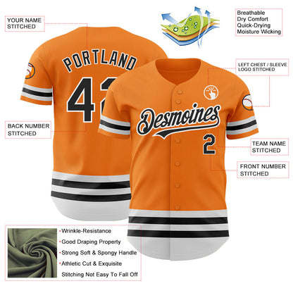 Custom Bay Orange Black-White Line Authentic Baseball Jersey - Sky-Custom