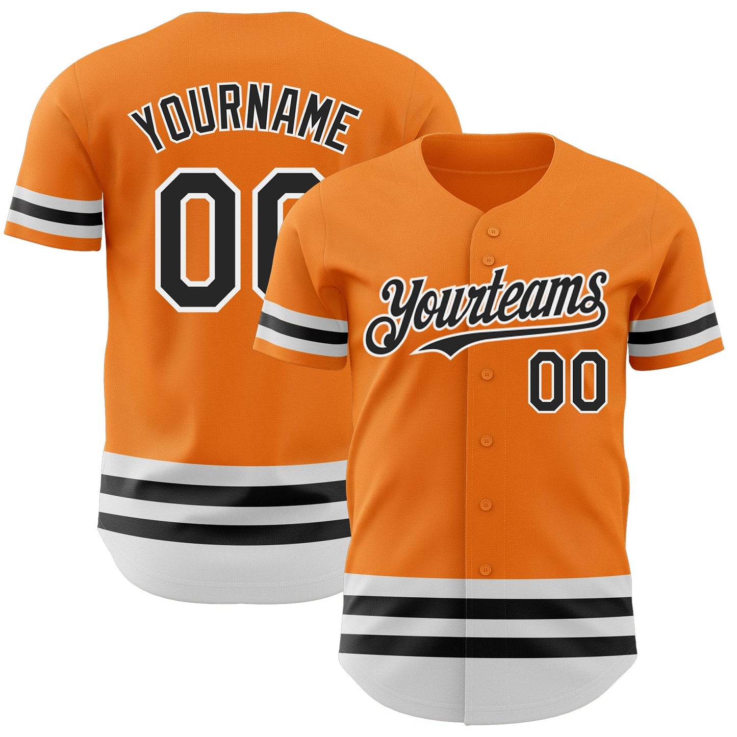 Custom Bay Orange Black-White Line Authentic Baseball Jersey - Sky-Custom