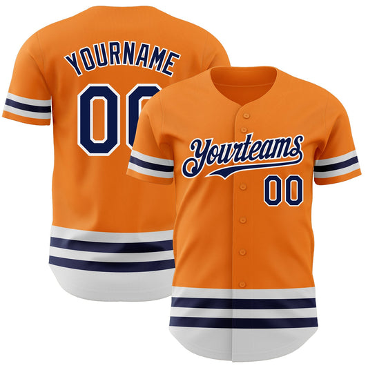 Custom Bay Orange Navy-White Line Authentic Baseball Jersey - Sky-Custom