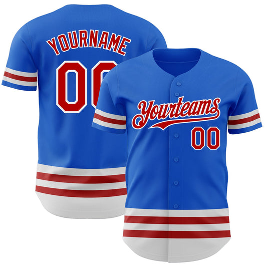 Custom Thunder Blue Red-White Line Authentic Baseball Jersey - Sky-Custom