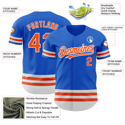 Custom Thunder Blue Orange-White Line Authentic Baseball Jersey - Sky-Custom