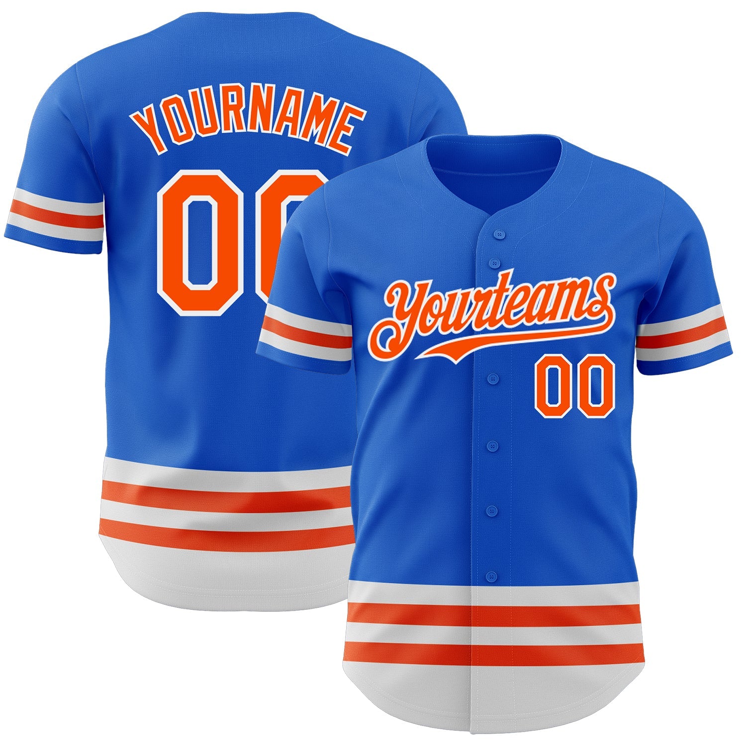 Custom Thunder Blue Orange-White Line Authentic Baseball Jersey - Sky-Custom