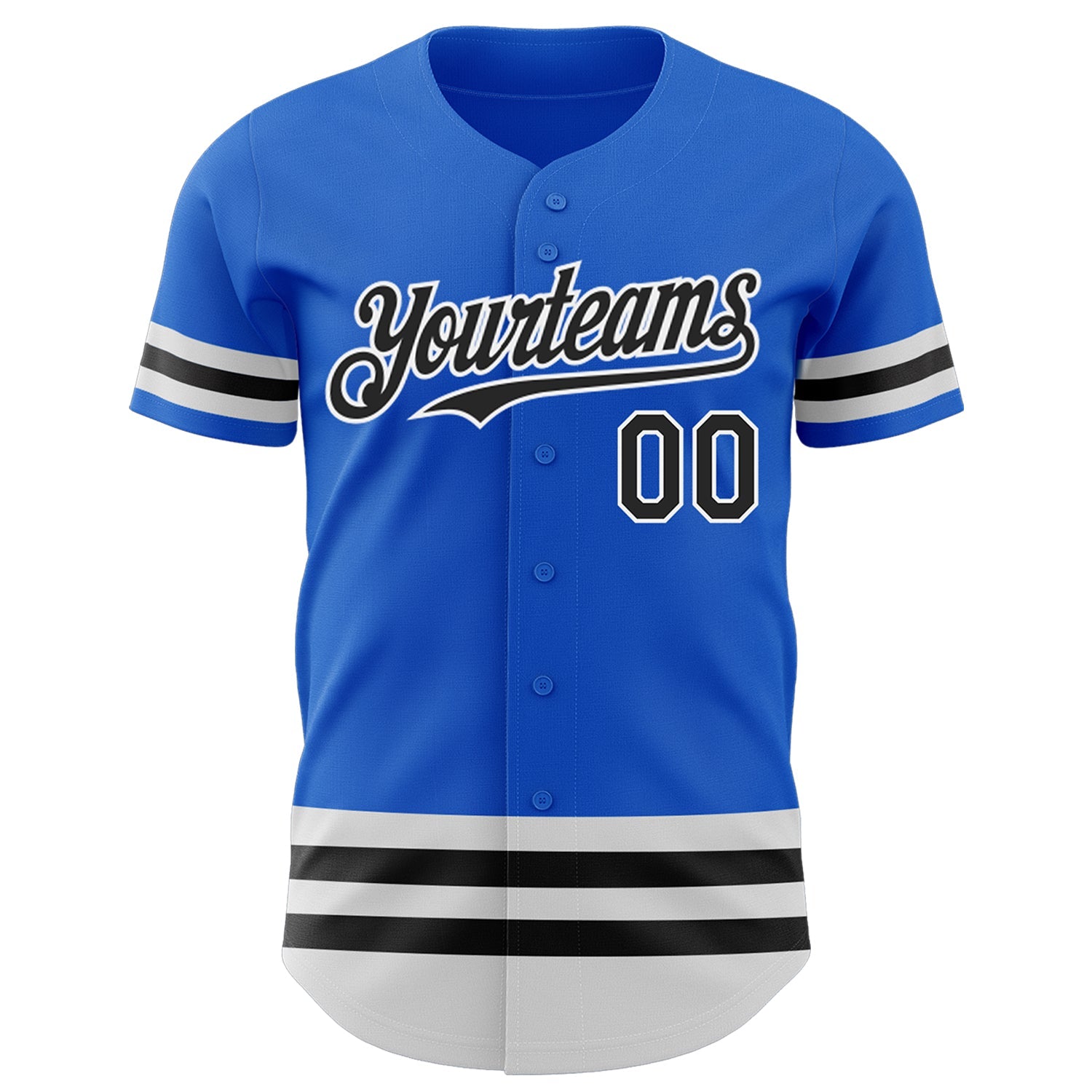 Custom Thunder Blue Black-White Line Authentic Baseball Jersey - Sky-Custom