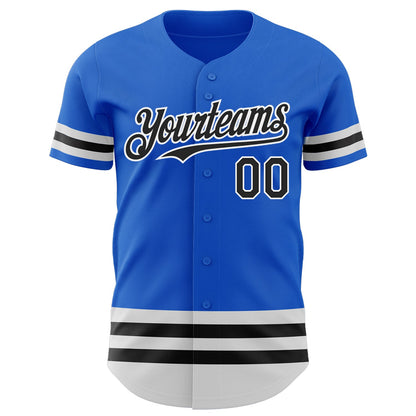 Custom Thunder Blue Black-White Line Authentic Baseball Jersey - Sky-Custom