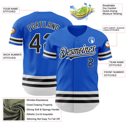 Custom Thunder Blue Black-White Line Authentic Baseball Jersey - Sky-Custom