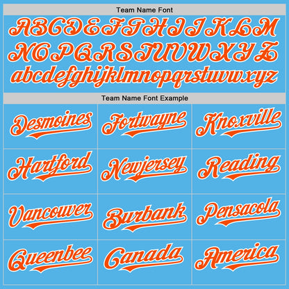 Custom Sky Blue Orange-White Line Authentic Baseball Jersey - Sky-Custom