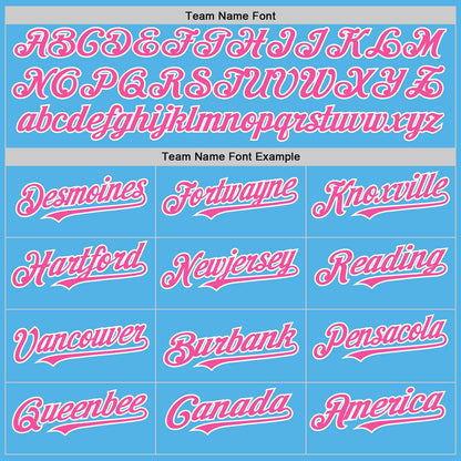 Custom Sky Blue Pink-White Line Authentic Baseball Jersey - Sky-Custom