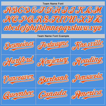 Custom Electric Blue Orange-White Line Authentic Baseball Jersey - Sky-Custom