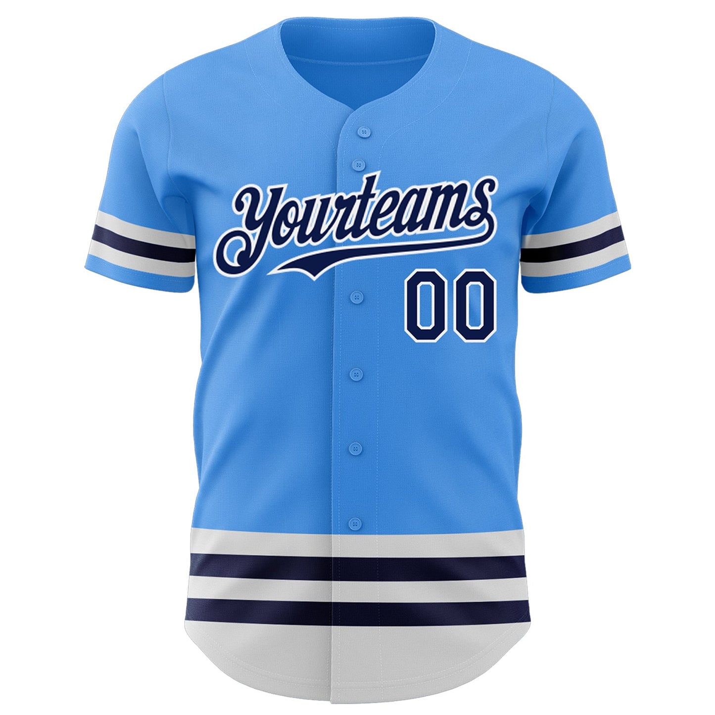 Custom Electric Blue Navy-White Line Authentic Baseball Jersey - Sky-Custom