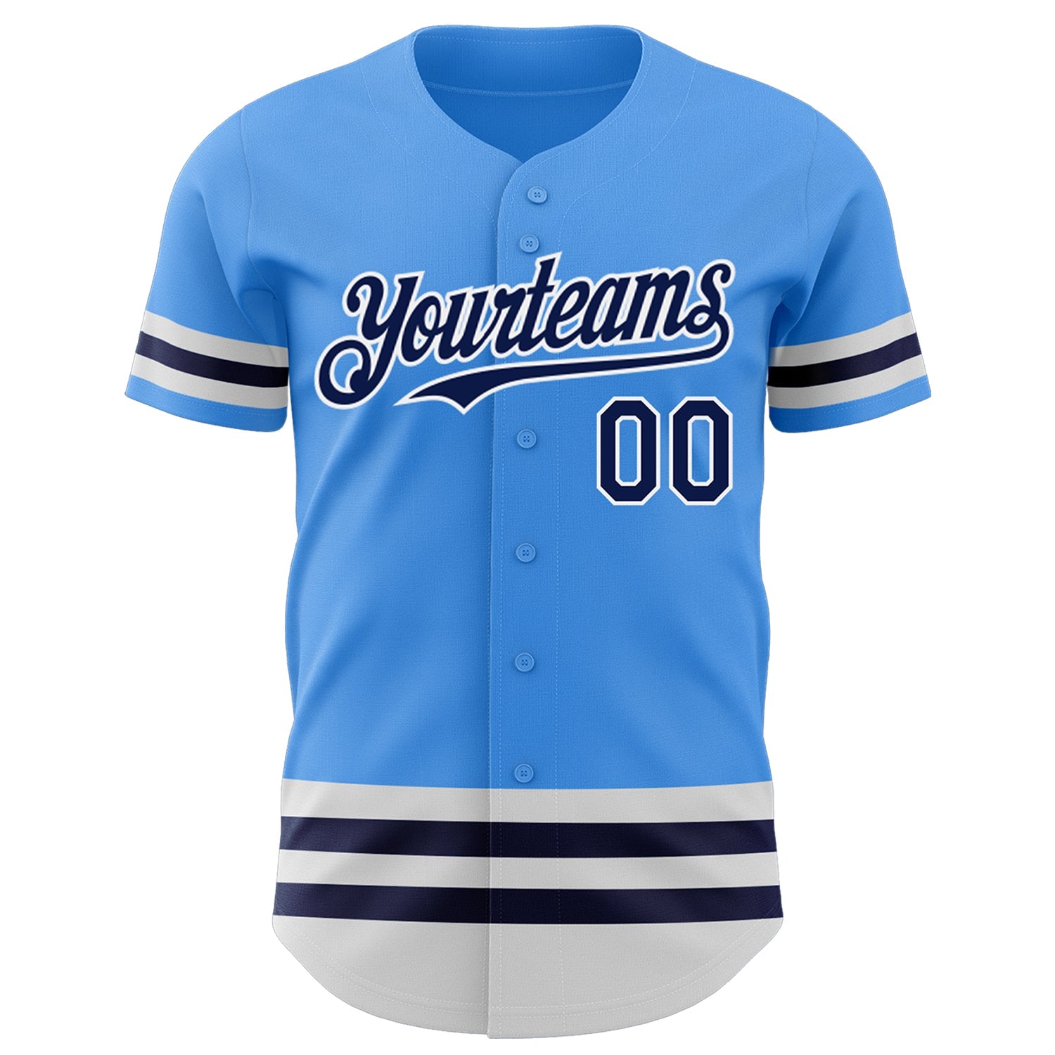 Custom Electric Blue Navy-White Line Authentic Baseball Jersey - Sky-Custom