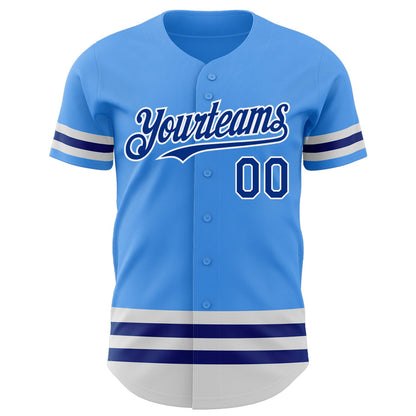 Custom Electric Blue Royal-White Line Authentic Baseball Jersey - Sky-Custom