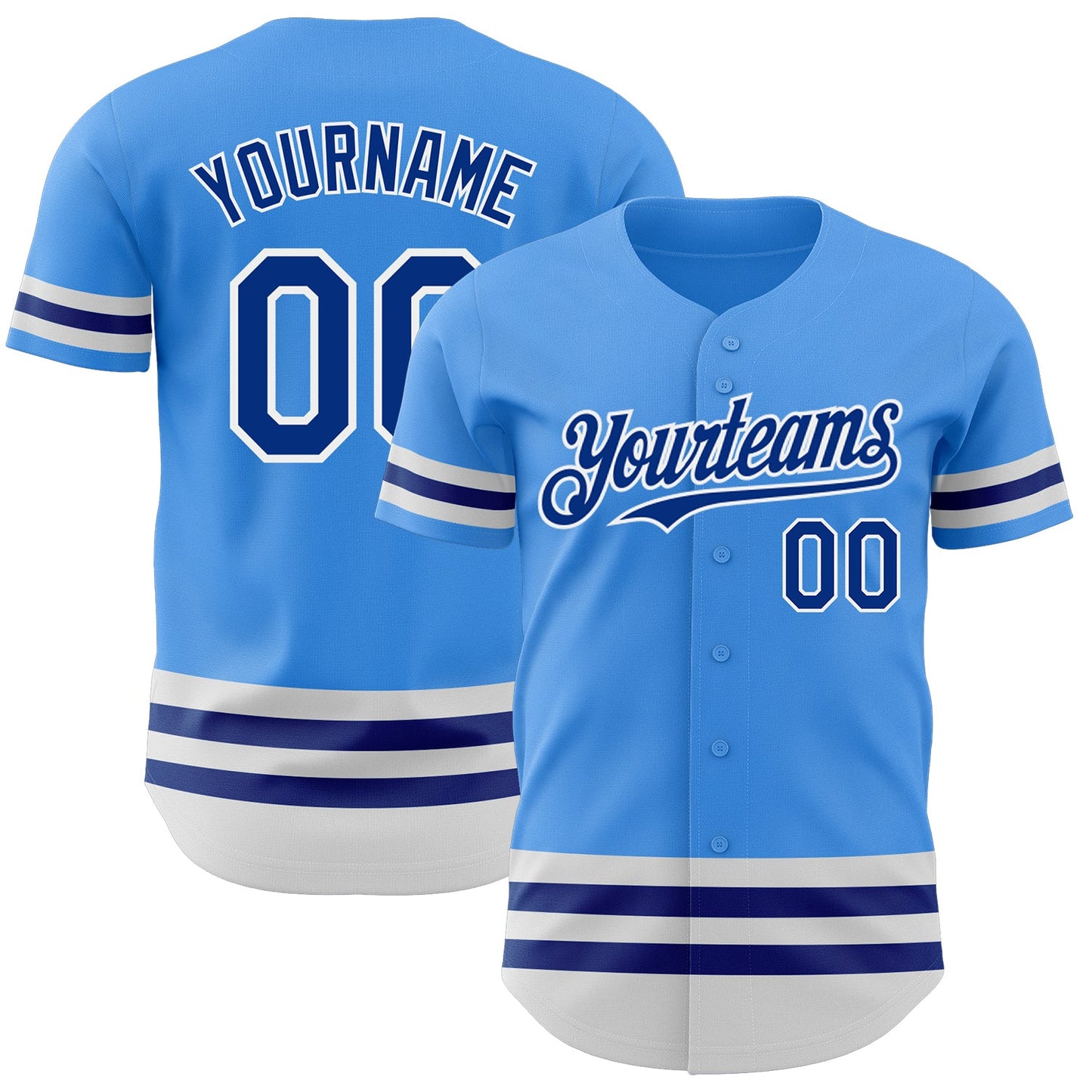 Custom Electric Blue Royal-White Line Authentic Baseball Jersey - Sky-Custom