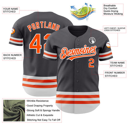 Custom Steel Gray Orange-White Line Authentic Baseball Jersey - Sky-Custom