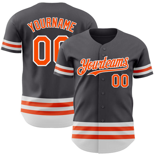 Custom Steel Gray Orange-White Line Authentic Baseball Jersey - Sky-Custom