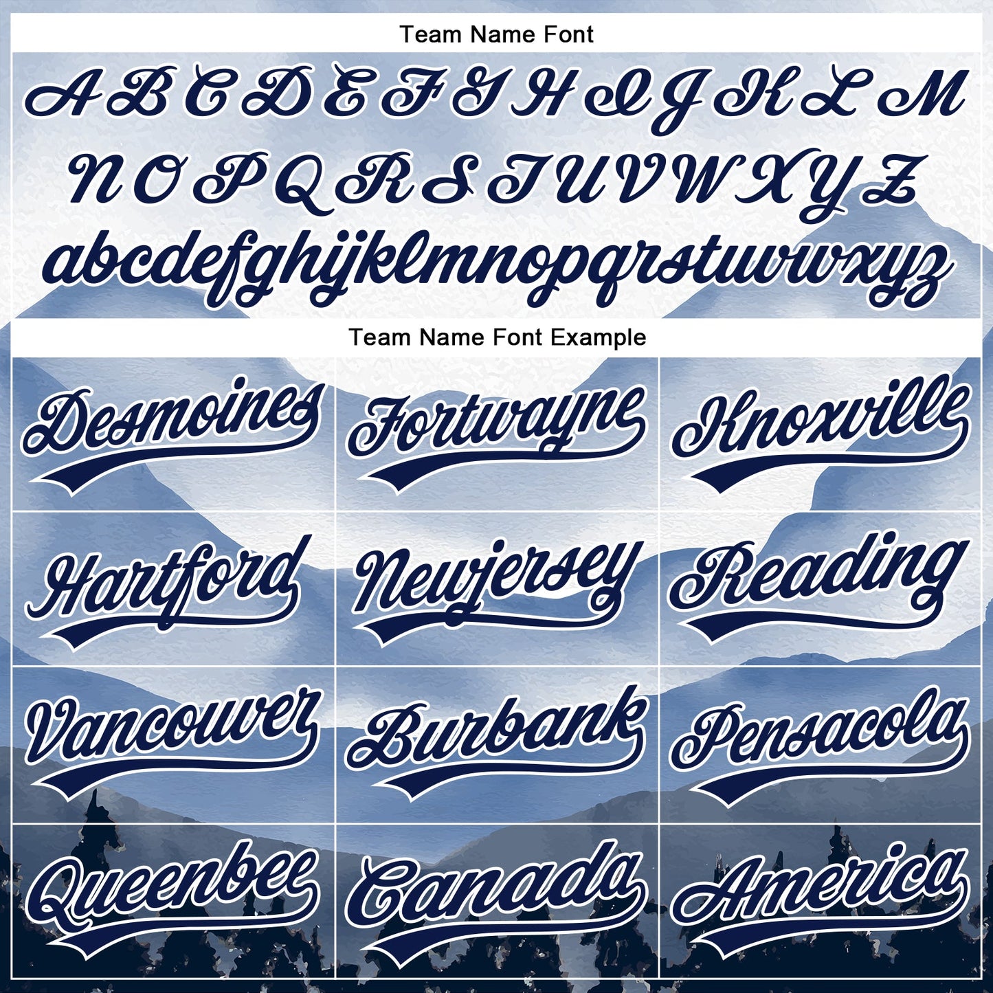 Custom White Navy 3D Pattern Design Watercolor Mountains Authentic Baseball Jersey - Sky-Custom