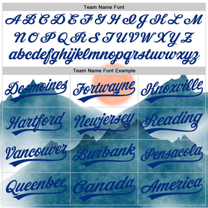 Custom White Red-Royal 3D Pattern Design Watercolor Mountains Authentic Baseball Jersey - Sky-Custom