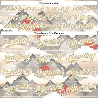 Custom Vegas Gold White 3D Pattern Design Sun Rays Through Mountain Tops Authentic Baseball Jersey - Sky-Custom