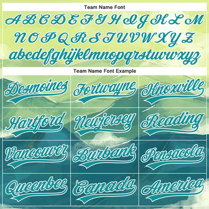 Custom Green Teal-White 3D Pattern Design Watercolor Mountains Authentic Baseball Jersey - Sky-Custom
