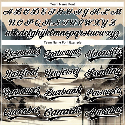 Custom White Black 3D Pattern Design Mountains Landscape Authentic Baseball Jersey - Sky-Custom