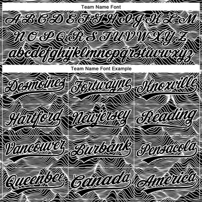 Custom Black White 3D Pattern Design Abstract Mountains Authentic Baseball Jersey - Sky-Custom
