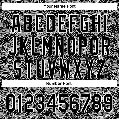 Custom Black White 3D Pattern Design Abstract Mountains Authentic Baseball Jersey - Sky-Custom