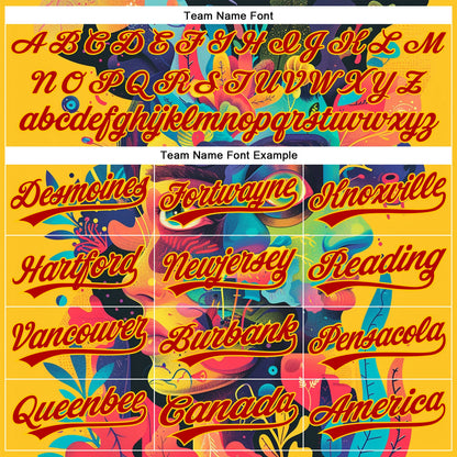 Custom Black Red-Yellow 3D Pattern Design Abstract Painting Authentic Baseball Jersey - Sky-Custom