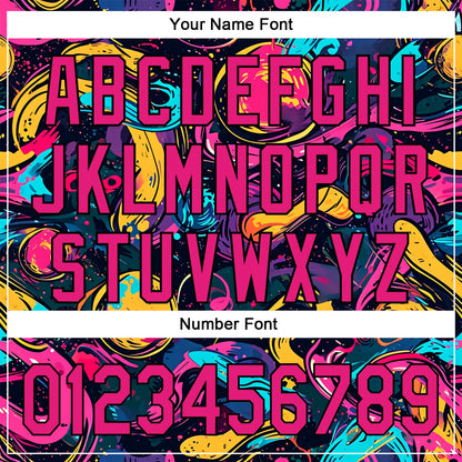 Custom Black Hot Pink 3D Pattern Design Abstract Painting Authentic Baseball Jersey - Sky-Custom