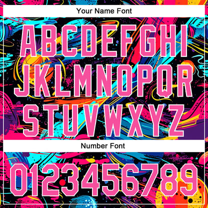 Custom Black Pink-White 3D Pattern Design Space With Planets And Rockets Authentic Baseball Jersey - Sky-Custom