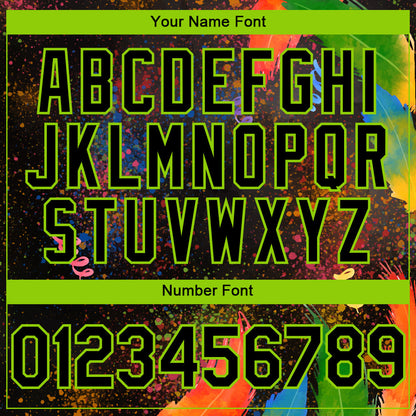 Custom Black Neon Green 3D Pattern Design Holi Festival Color Powder Authentic Baseball Jersey - Sky-Custom