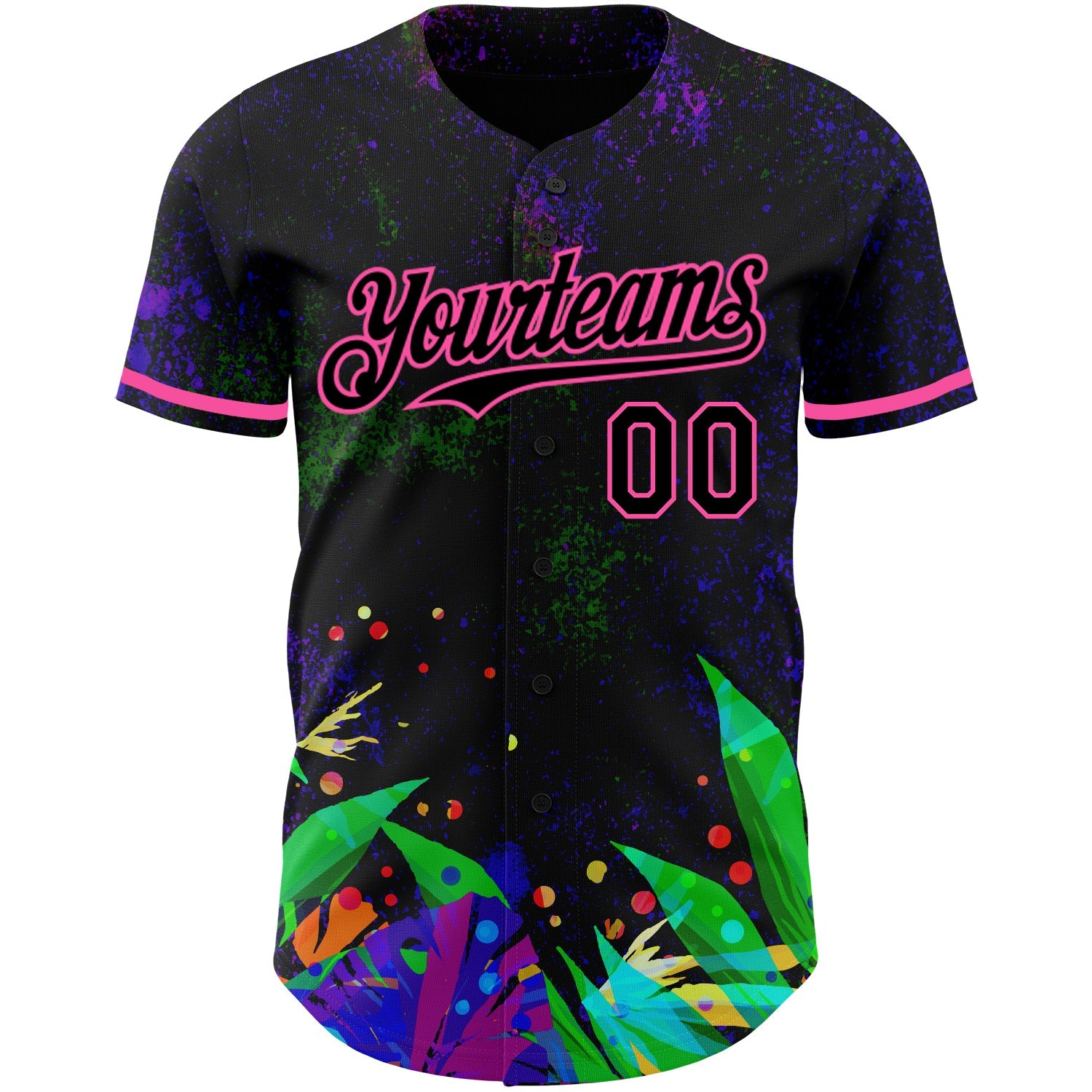 Custom Black Pink 3D Pattern Design Holi Festival Color Powder Authentic Baseball Jersey - Sky-Custom