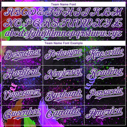 Custom Black Purple-White 3D Pattern Design Holi Festival Color Powder Authentic Baseball Jersey - Sky-Custom