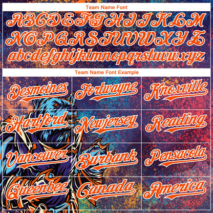 Custom Purple Orange-White 3D Pattern Design Holi Festival Color Powder Authentic Baseball Jersey - Sky-Custom