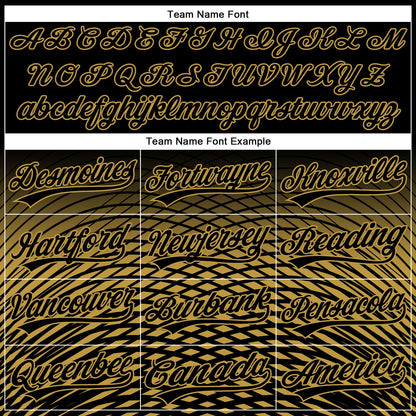 Custom Black Old Gold 3D Pattern Design Gradient Lines Authentic Baseball Jersey - Sky-Custom