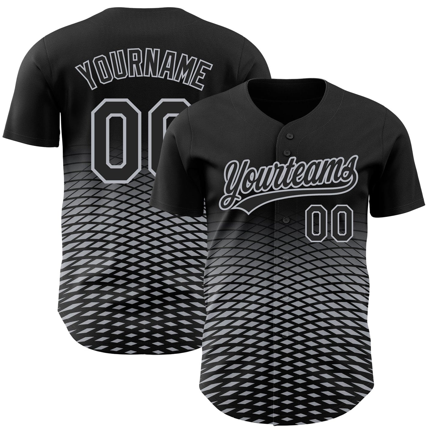 Custom Black Gray 3D Pattern Design Gradient Lines Authentic Baseball Jersey - Sky-Custom