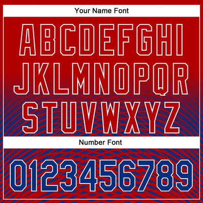 Custom Red Royal-White 3D Pattern Design Gradient Lines Authentic Baseball Jersey - Sky-Custom