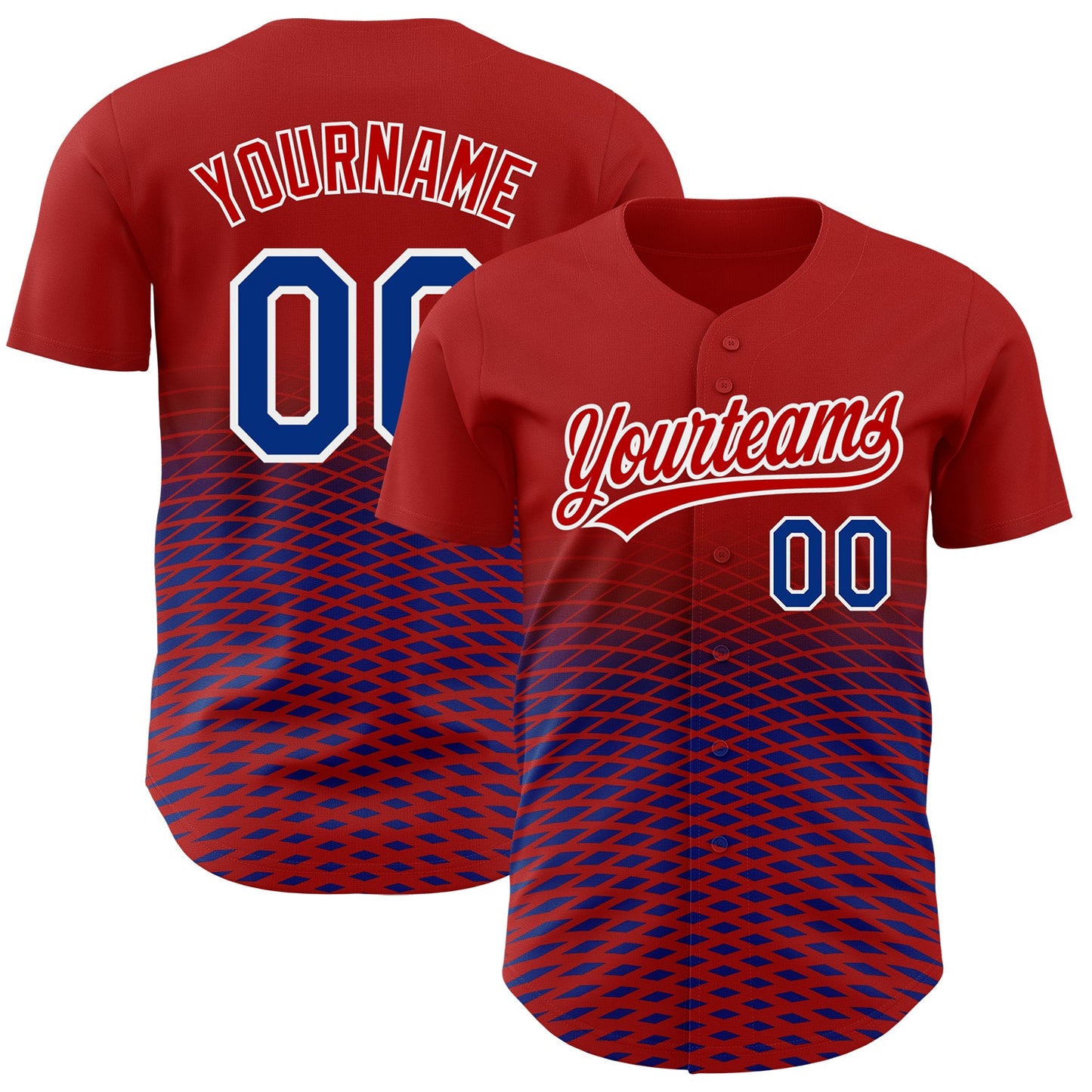 Custom Red Royal-White 3D Pattern Design Gradient Lines Authentic Baseball Jersey - Sky-Custom