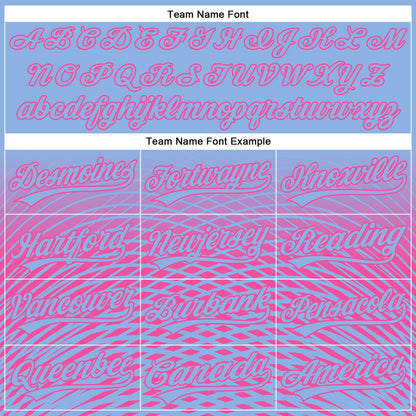 Custom Light Blue Pink 3D Pattern Design Gradient Lines Authentic Baseball Jersey - Sky-Custom