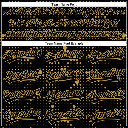 Custom Black Old Gold 3D Pattern Design Geometric Halftone Dots Authentic Baseball Jersey - Sky-Custom