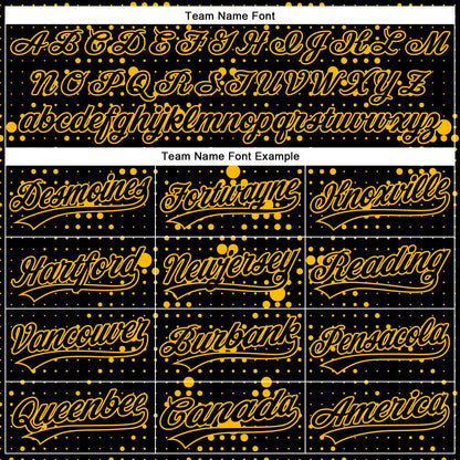 Custom Black Gold 3D Pattern Design Geometric Halftone Dots Authentic Baseball Jersey - Sky-Custom