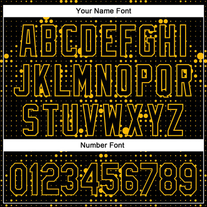 Custom Black Gold 3D Pattern Design Geometric Halftone Dots Authentic Baseball Jersey - Sky-Custom