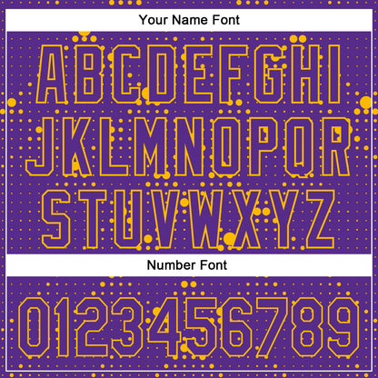 Custom Purple Gold 3D Pattern Design Geometric Halftone Dots Authentic Baseball Jersey - Sky-Custom