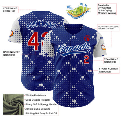 Custom Royal Red-White 3D Pattern Design Geometric Halftone Dots Authentic Baseball Jersey - Sky-Custom