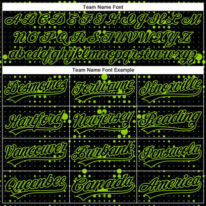 Custom Black Neon Green 3D Pattern Design Geometric Halftone Dots Authentic Baseball Jersey - Sky-Custom