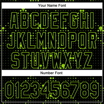 Custom Black Neon Green 3D Pattern Design Geometric Halftone Dots Authentic Baseball Jersey - Sky-Custom