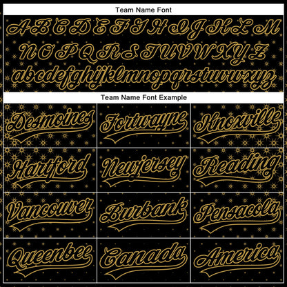 Custom Black Old Gold 3D Pattern Design Geometric Stars Authentic Baseball Jersey - Sky-Custom
